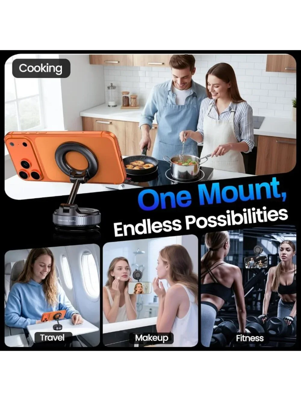Magnetic Car Phone Holder - 360° Adjustable Suction Mount for iPhone & Magsafe